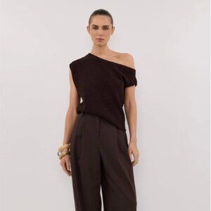 DIISH KERRY CHOC ASYM KNIT TOP (Chocolate, size M)
